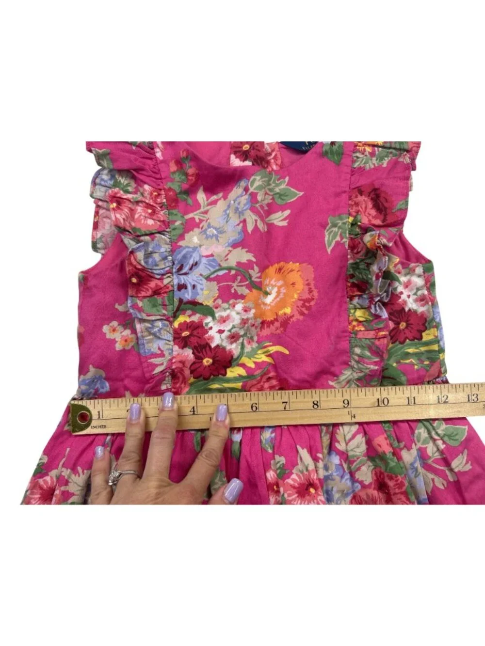 Polo Ralph Lauren Girl's Size 6  Sleeveless Dress Pink Floral Ruffles Summer